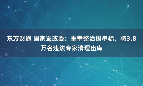 东方财通 国家发改委：重拳整治围串标，将3.8万名违法专家清理出库